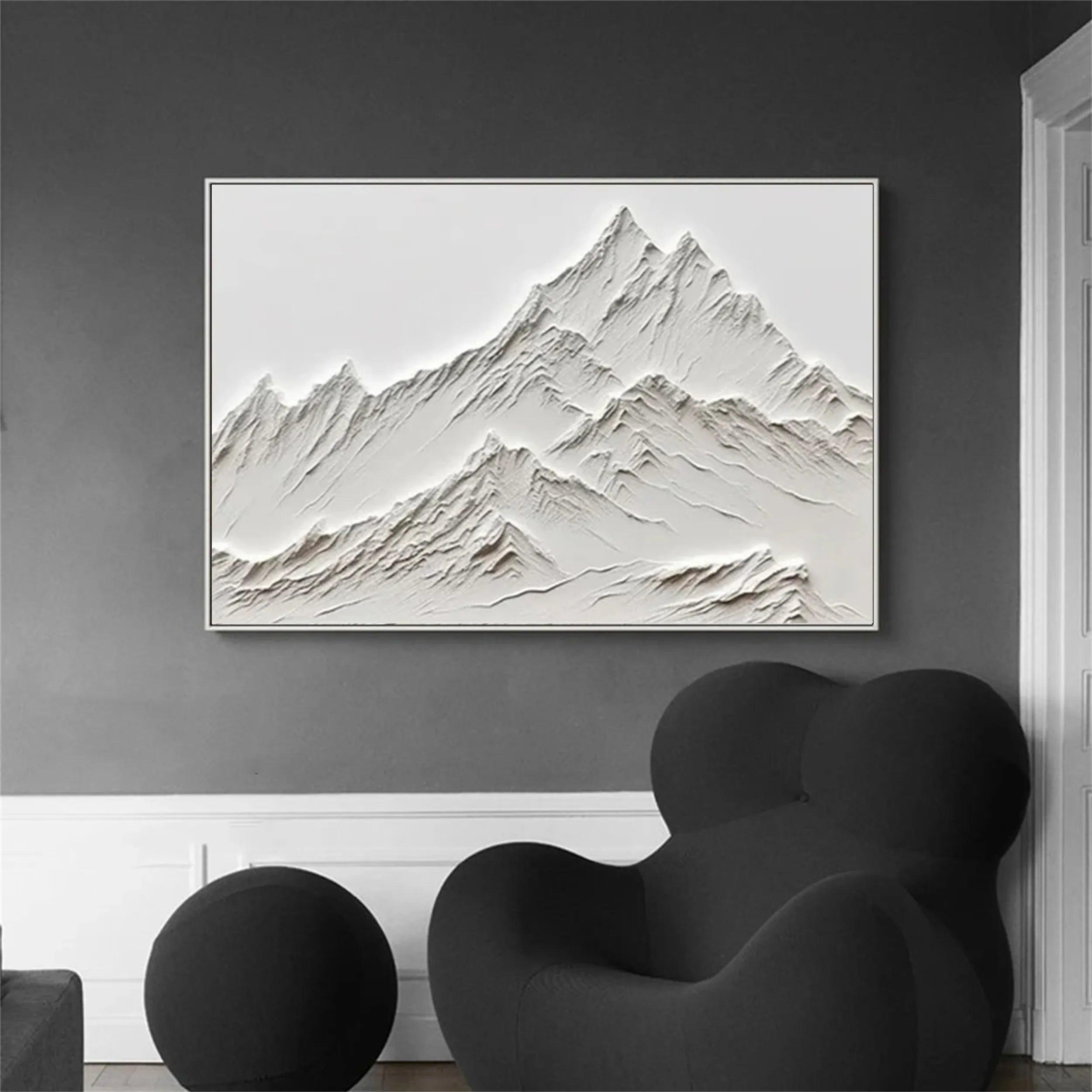 Horizontal 3D Textured Mountain Art - Modern Sculptural Canvas #JJ 374