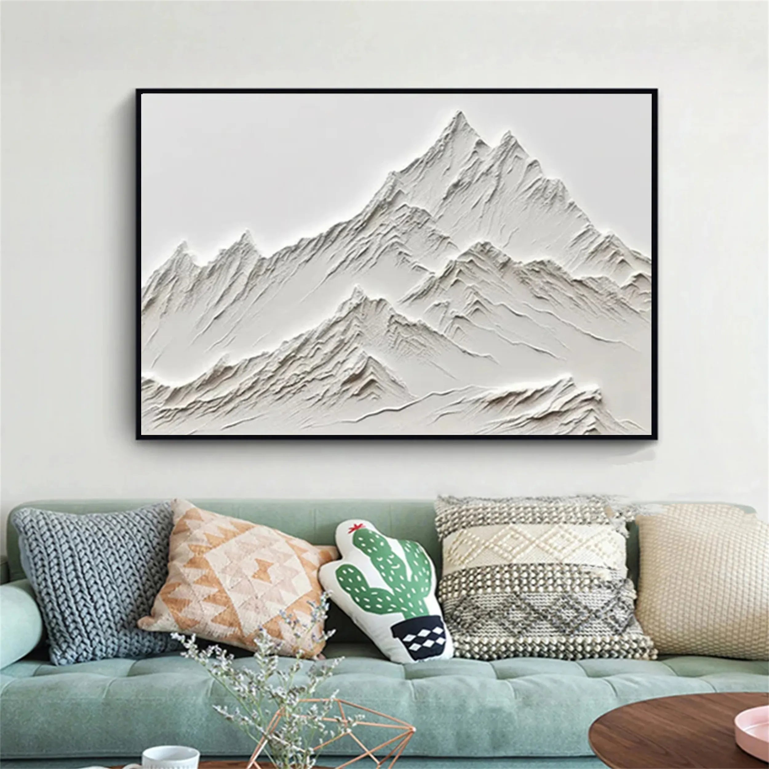 Horizontal 3D Textured Mountain Art - Modern Sculptural Canvas #JJ 374