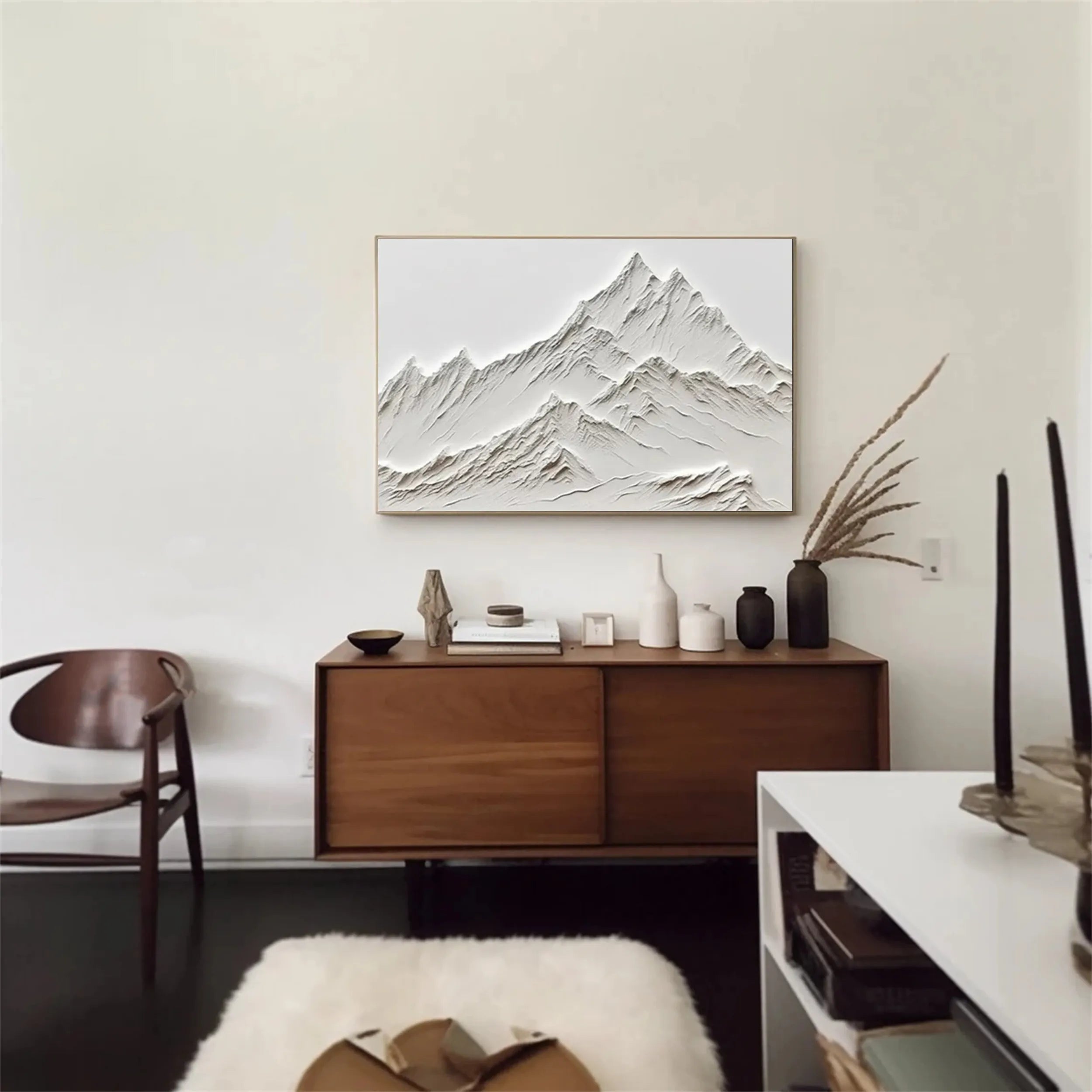Horizontal 3D Textured Mountain Art - Modern Sculptural Canvas #JJ 374