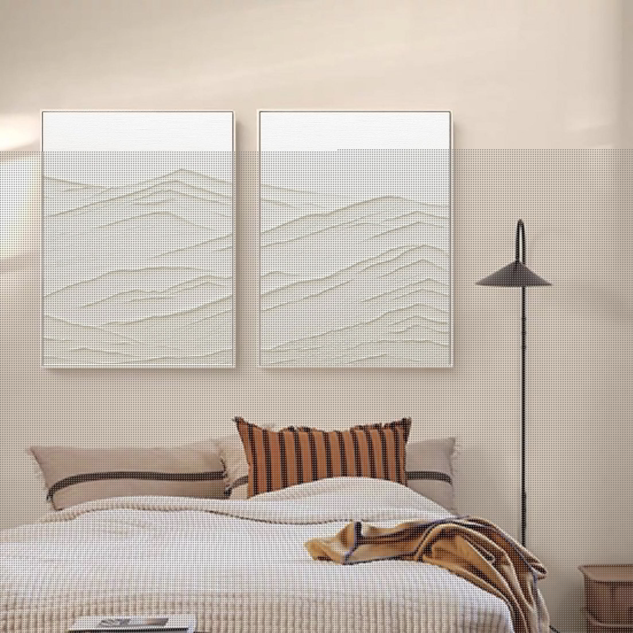 Plaster Texture Wall Art Set of 2 | Large Neutral Mountain Paintings #ZZ 130