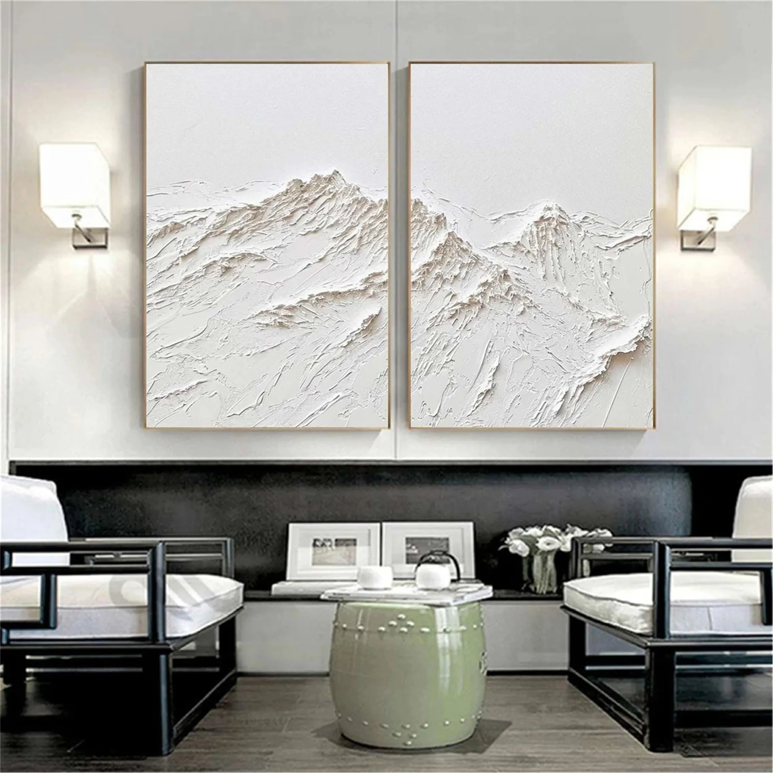Artisanal 3D Mountain Wall Paintings for a Serene Home Ambiance