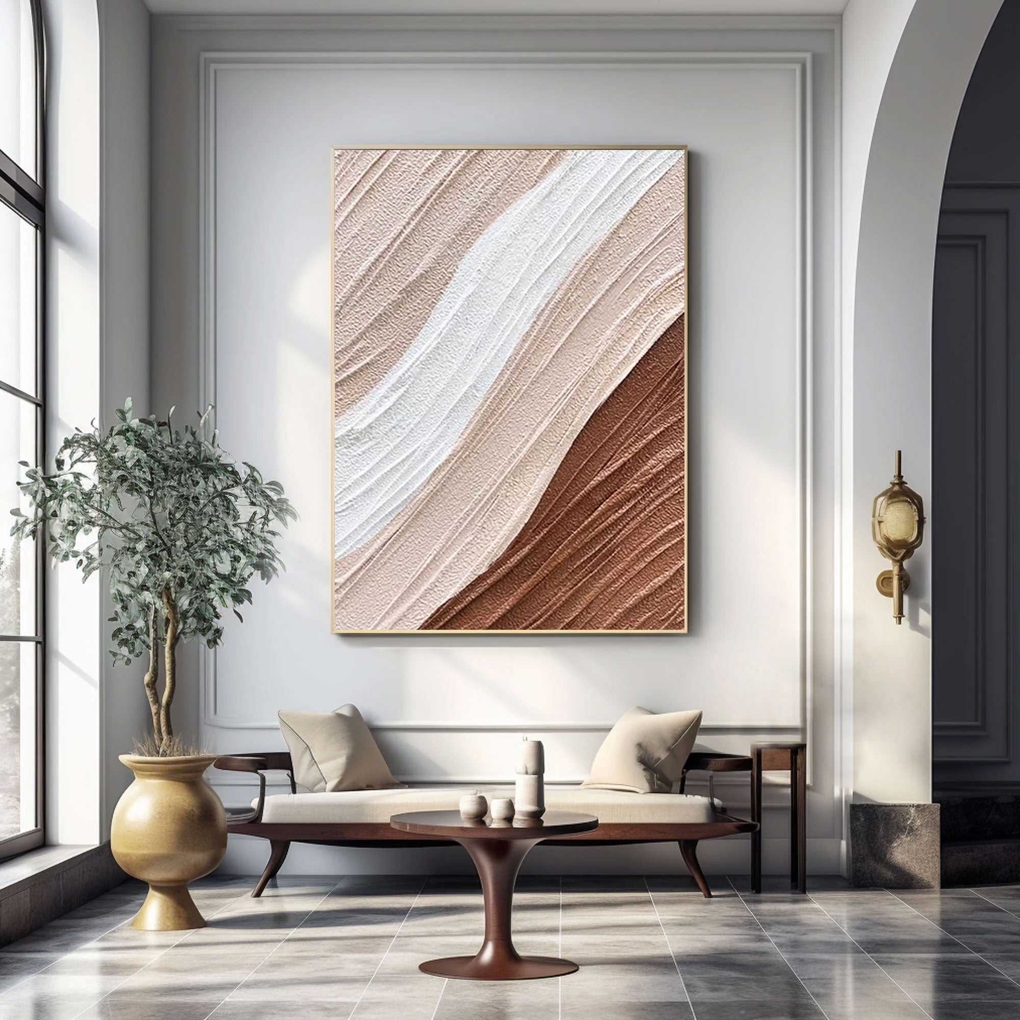 Neutral Tone Abstract Art | Beige and White Textured Artwork