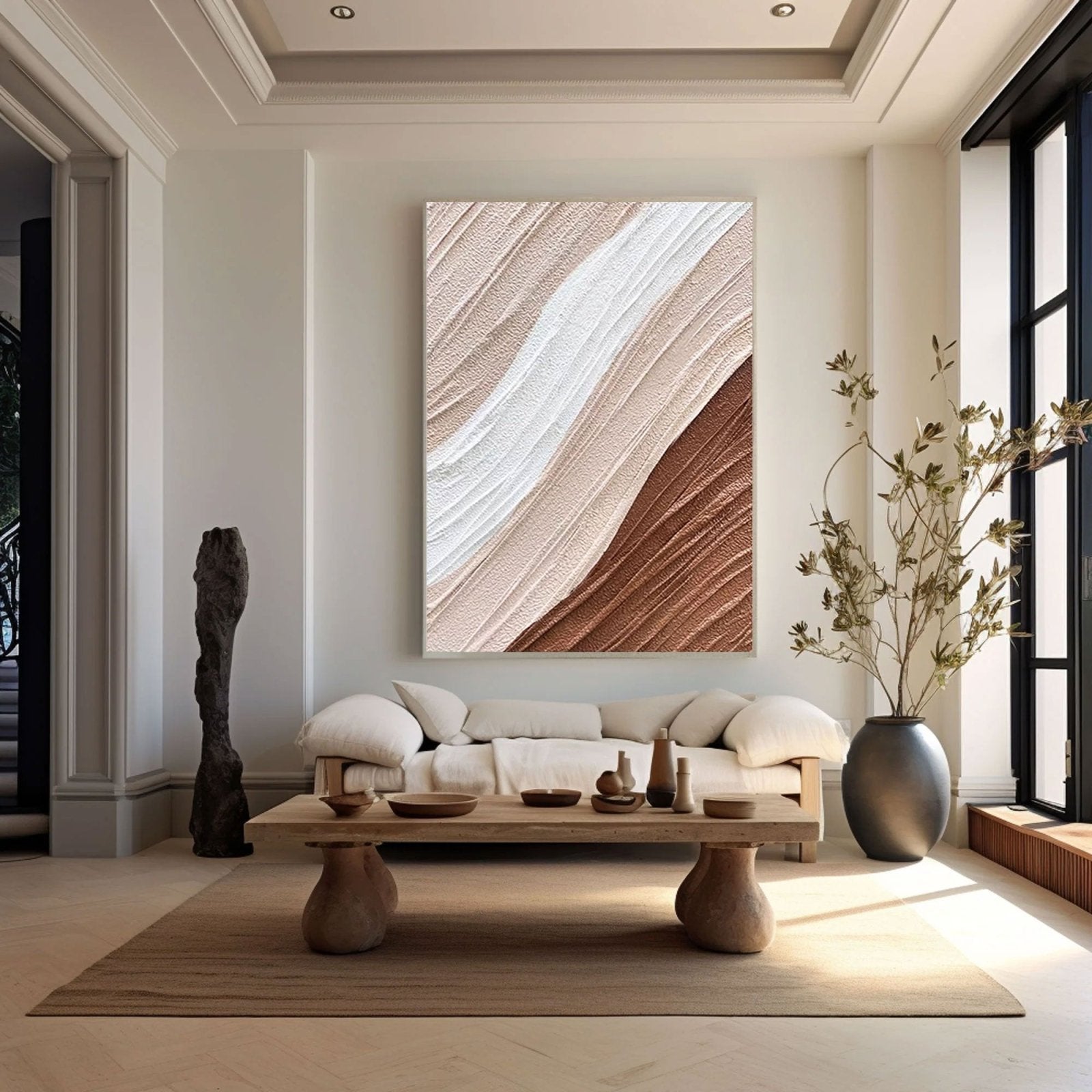 Textured Plaster Wall Art | 3D Minimalist Neutral Painting #TC 219