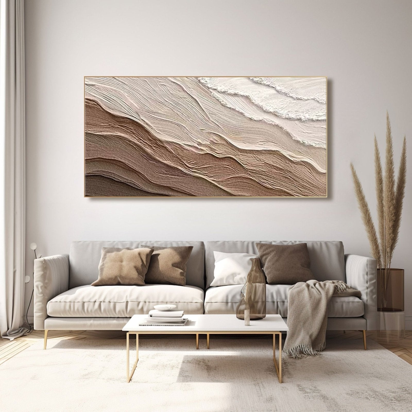 Japandi Wall Decor | Beige and White Textured Abstract Art #TC 220