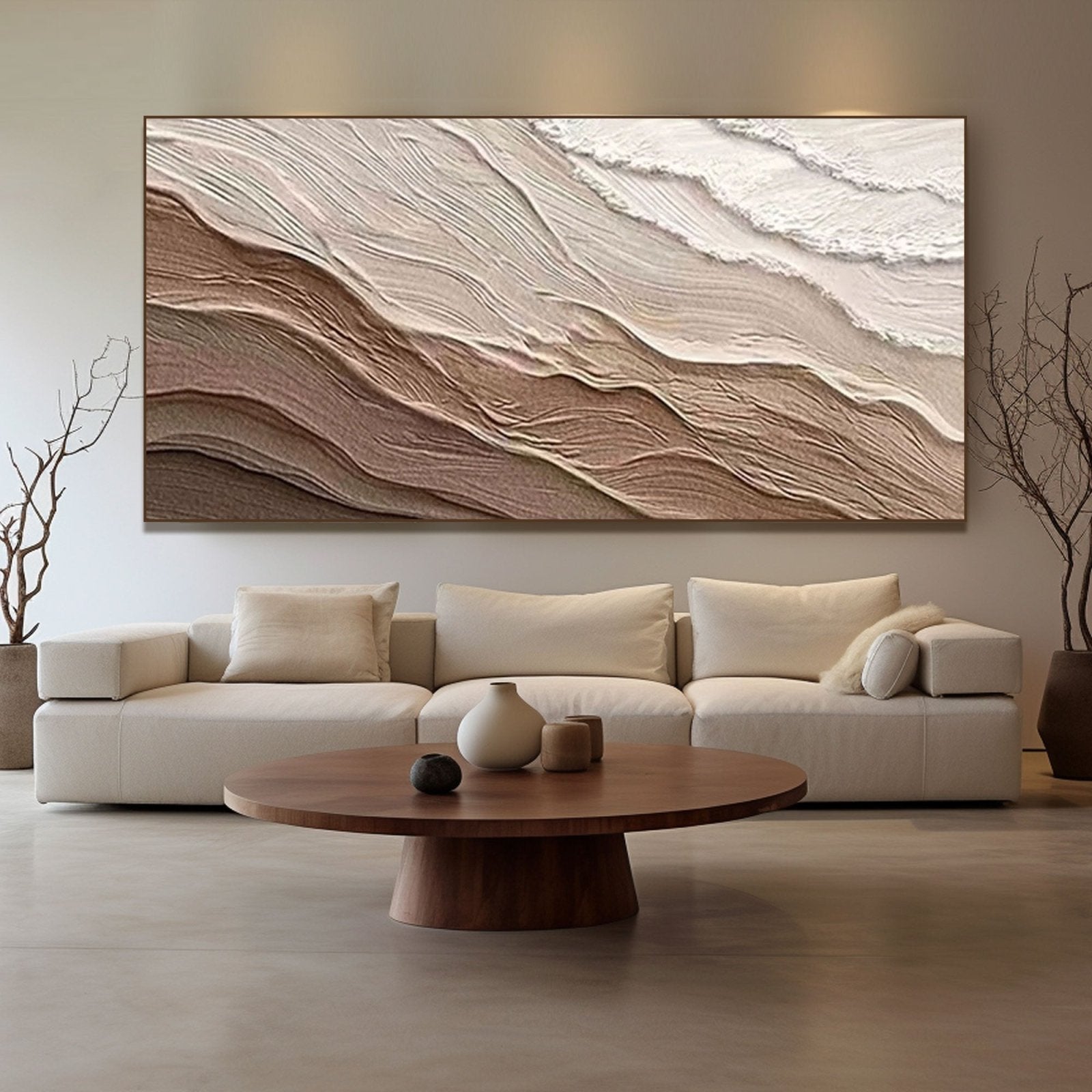 Japandi Wall Decor | Beige and White Textured Abstract Art #TC 220