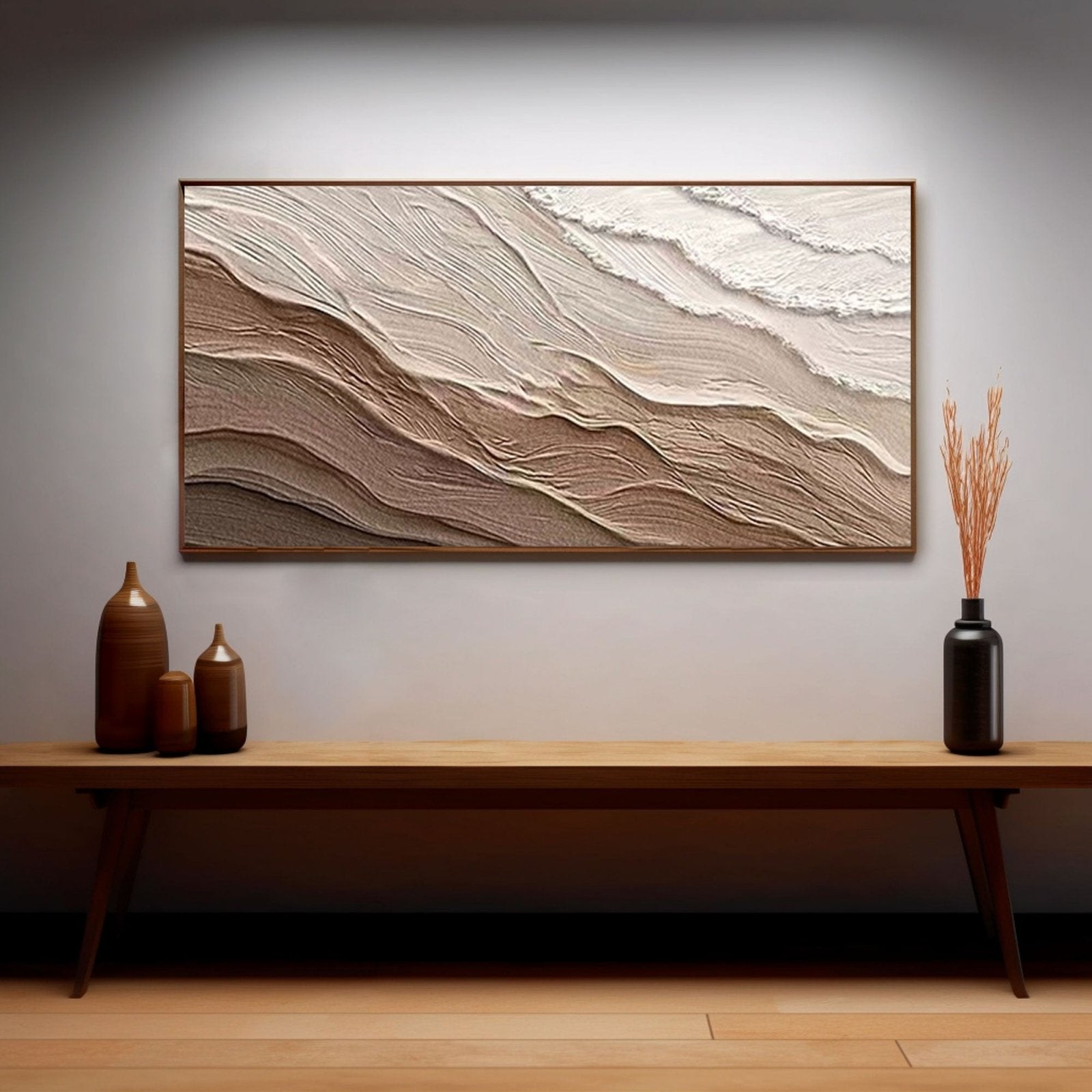 Japandi Wall Decor | Beige and White Textured Abstract Art #TC 220