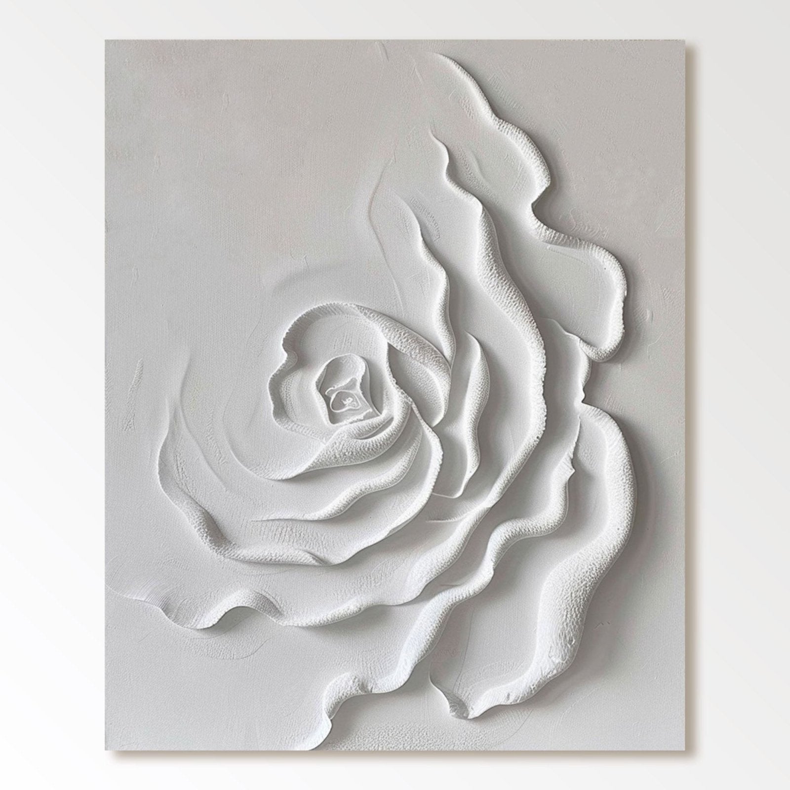 Contemporary White Rose Painting - Textured Floral Artwork #TC 175