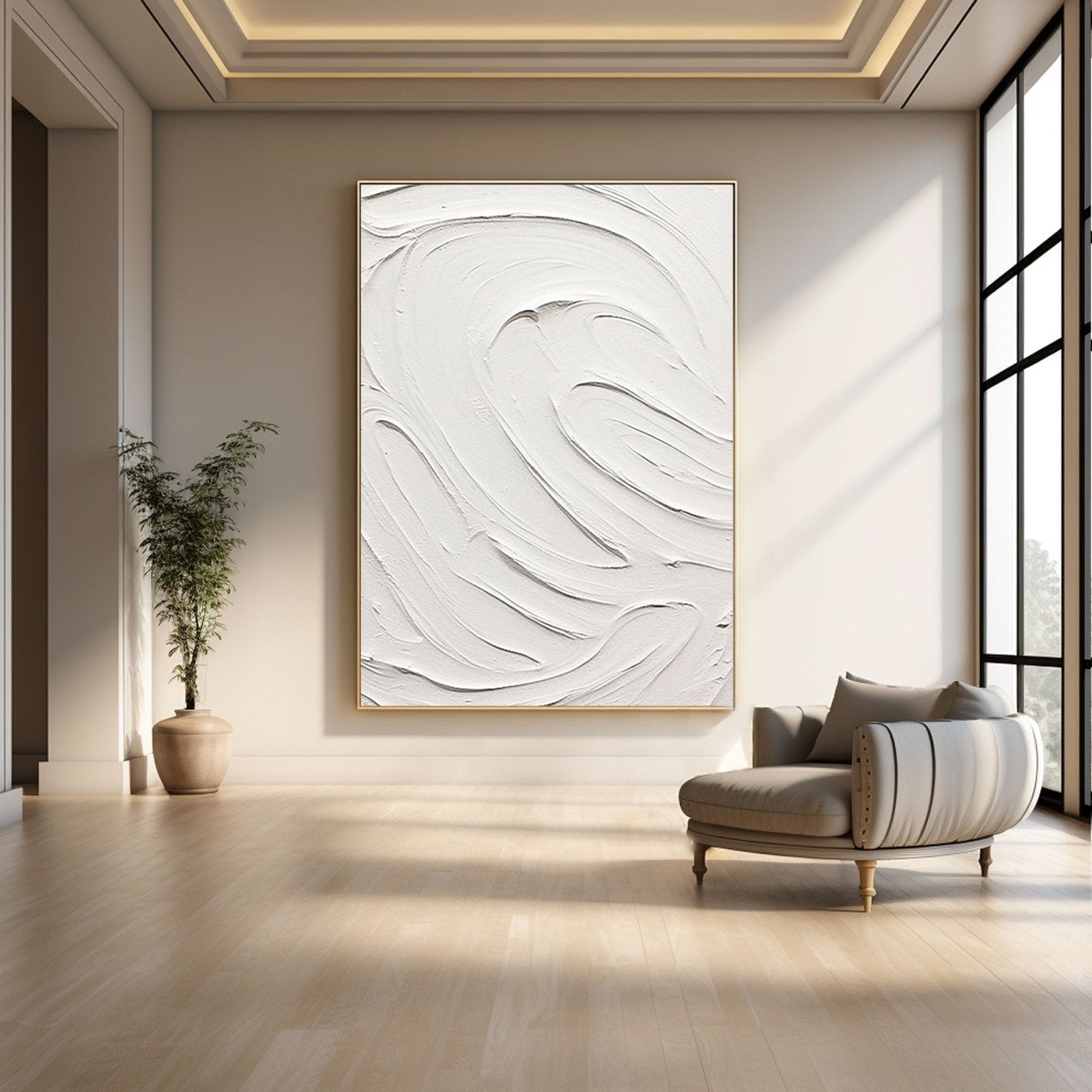 White Textured Canvas Art | Minimalist Sculptural Wall Decor #TC 223