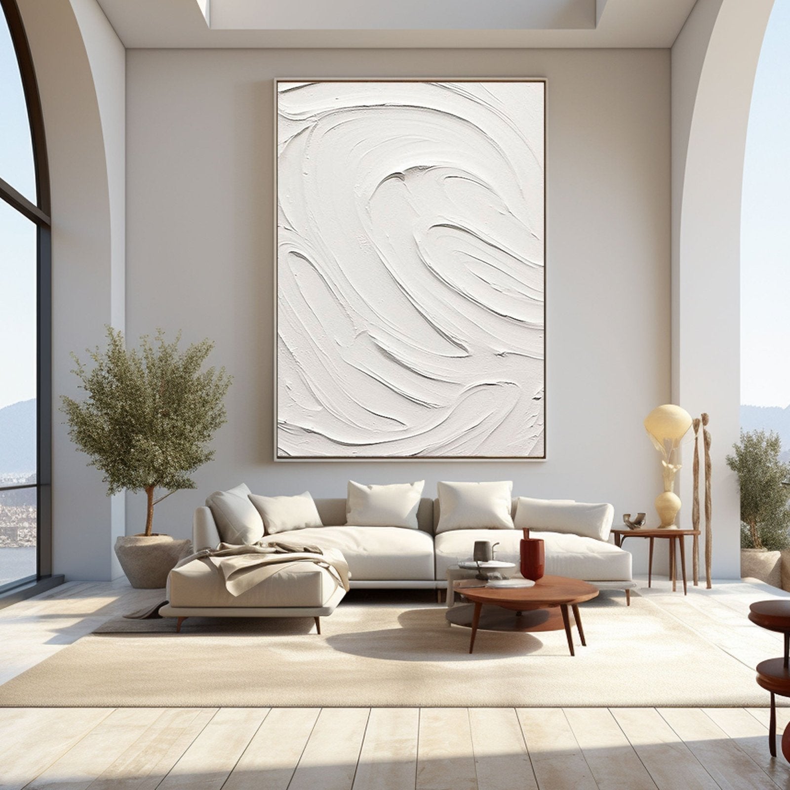 White Textured Canvas Art | Minimalist Sculptural Wall Decor #TC 223