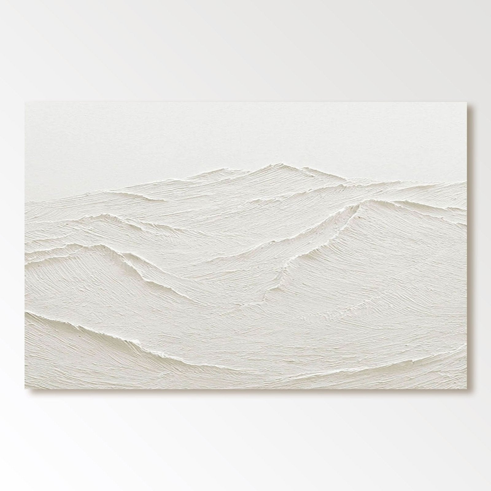 Large White Textured Abstract Art - Minimalist Ridges #TC 176