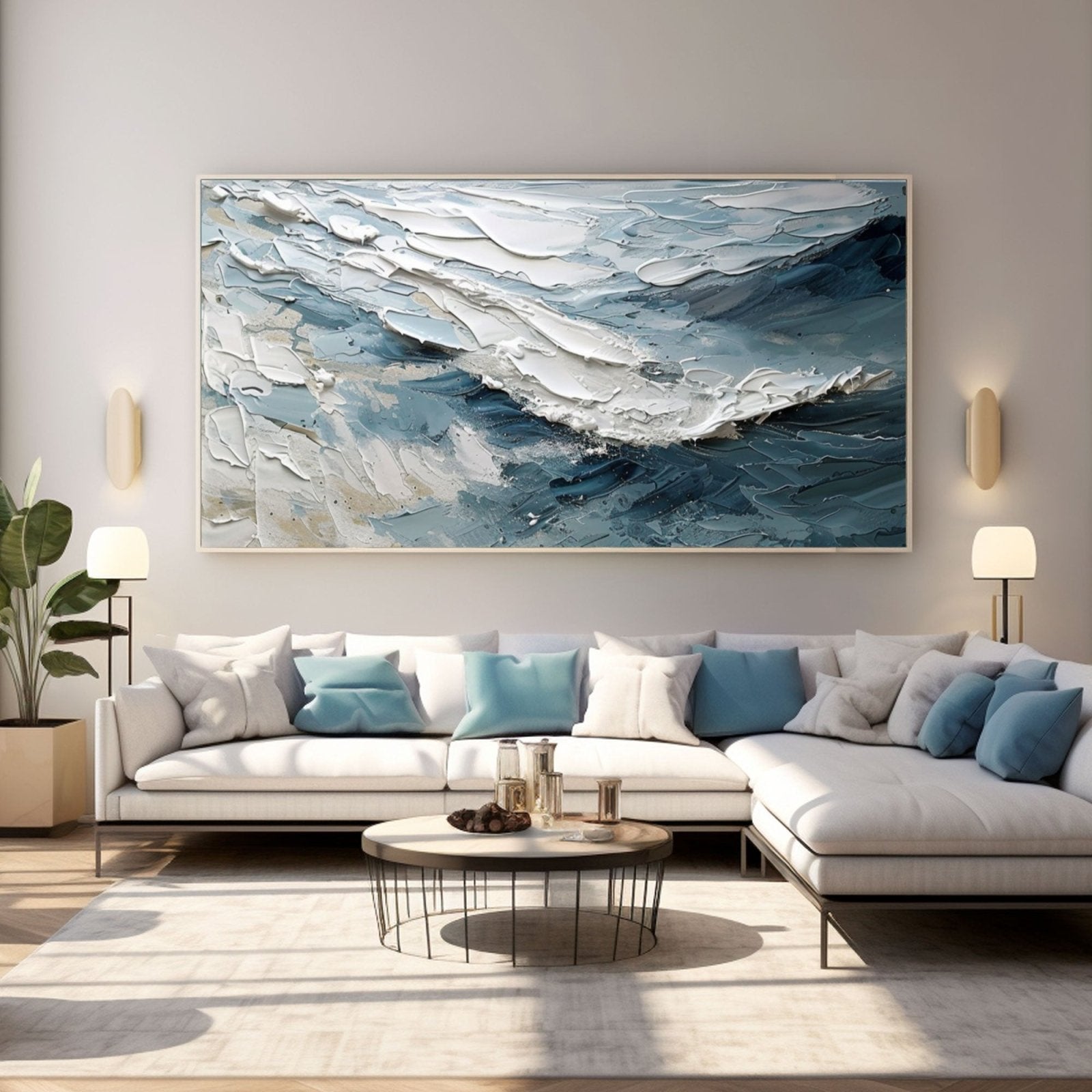 Abstract Ocean Wave Art - Textured Seascape Painting #TC 177