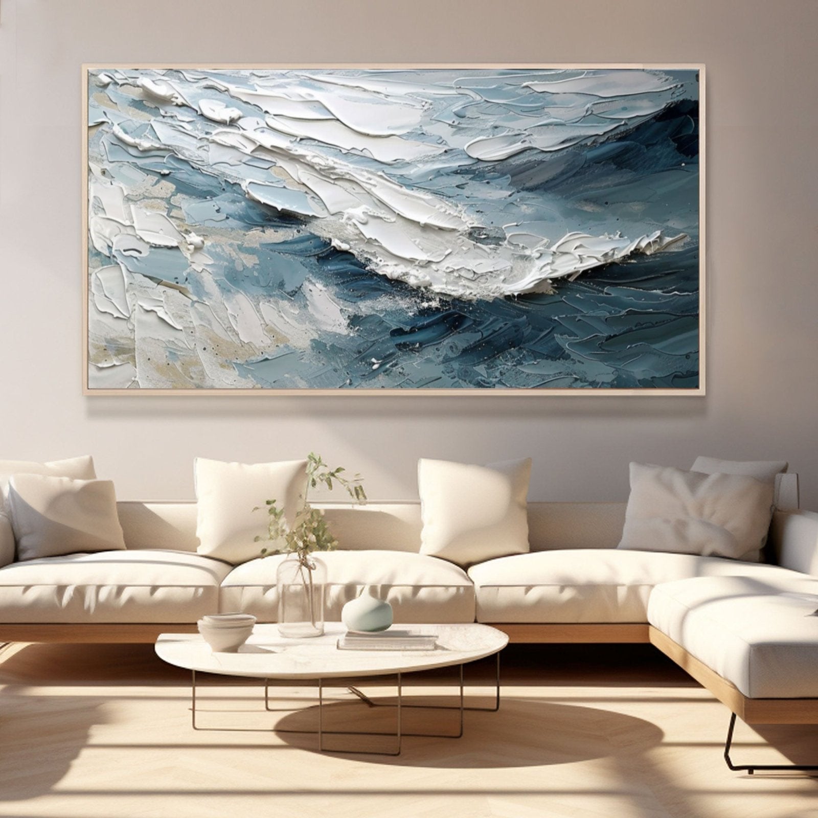 Abstract Ocean Wave Art - Textured Seascape Painting #TC 177