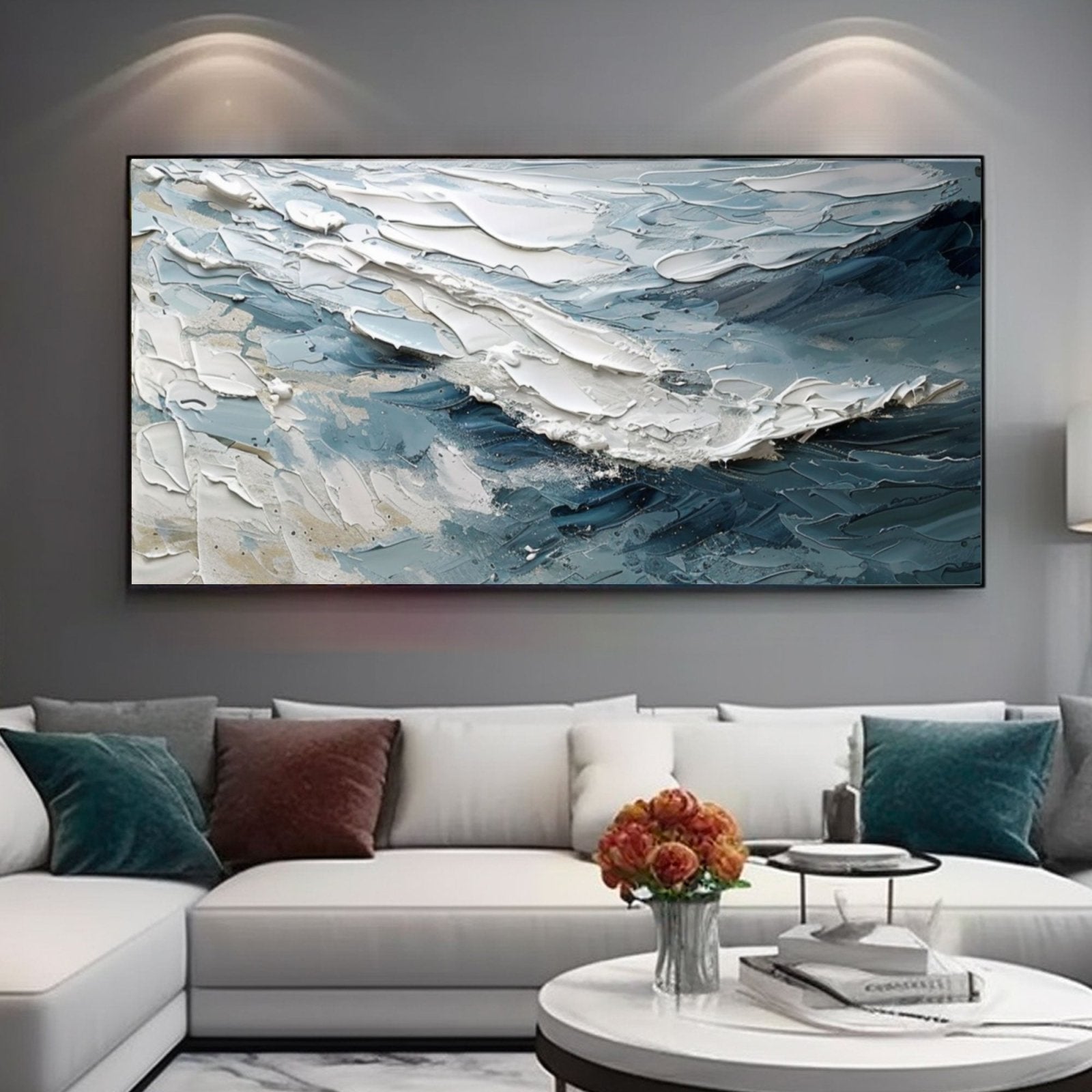 Abstract Ocean Wave Art - Textured Seascape Painting #TC 177