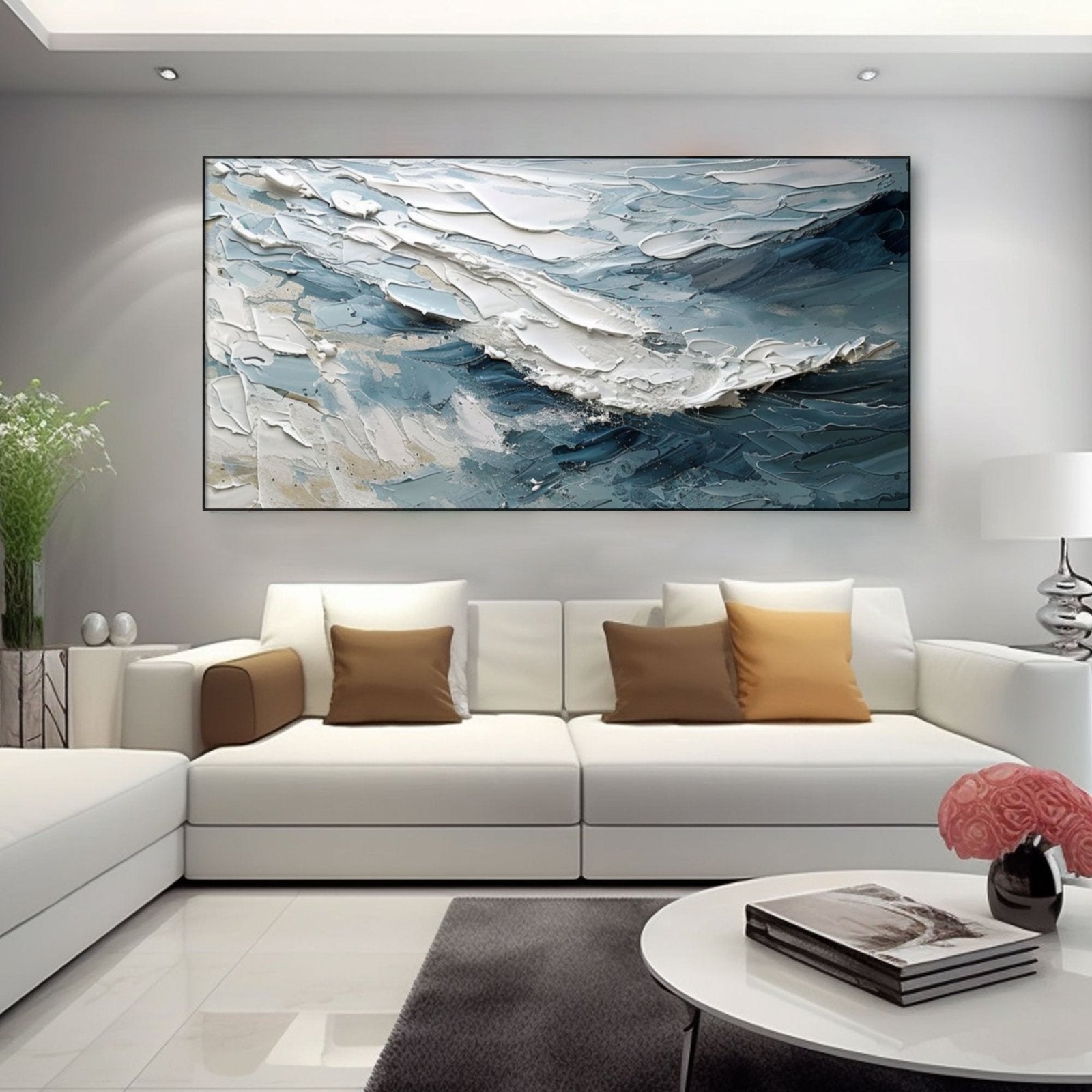Abstract Ocean Wave Art - Textured Seascape Painting #TC 177