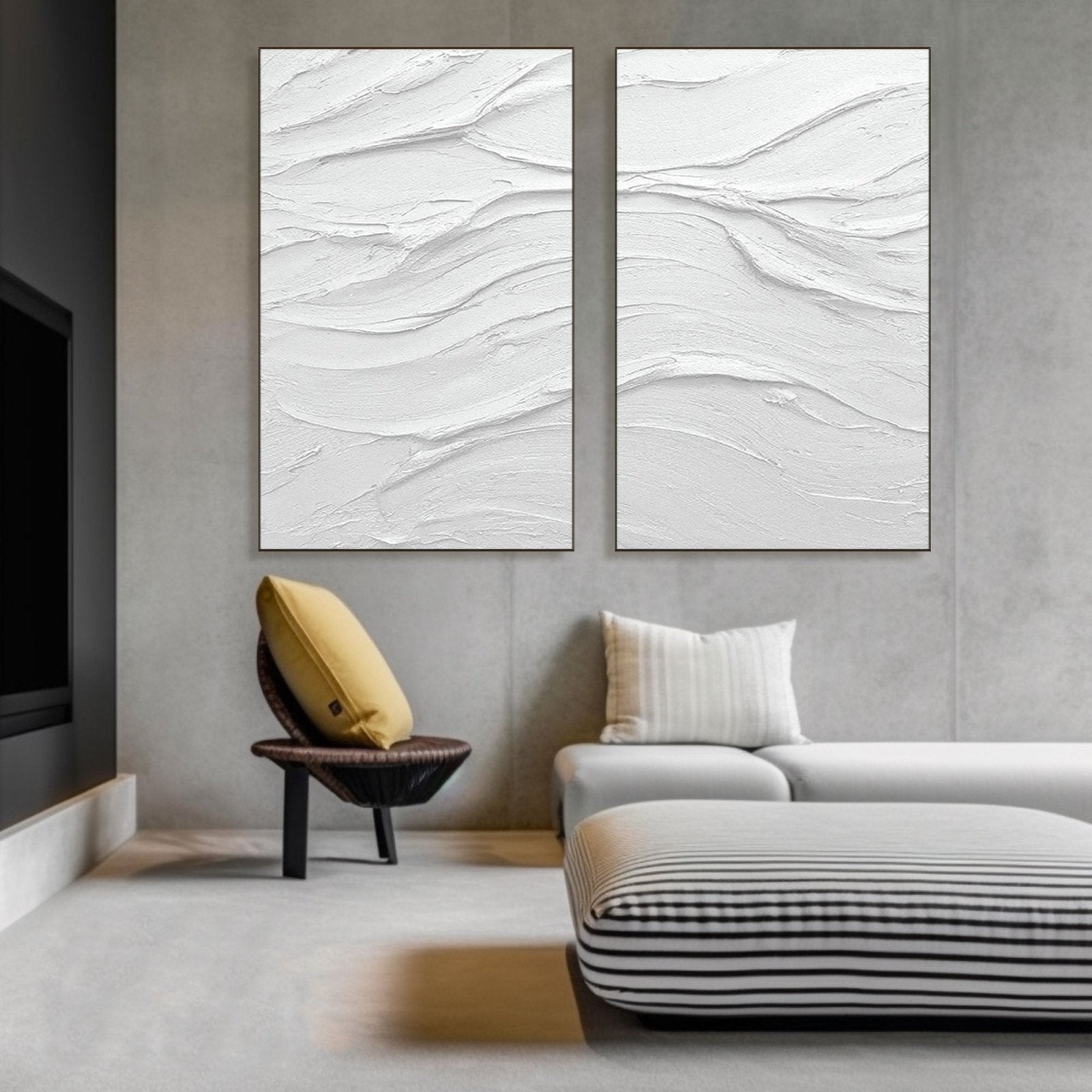 Textured Wall Art | Large White Textured Abstract Art #TC 225