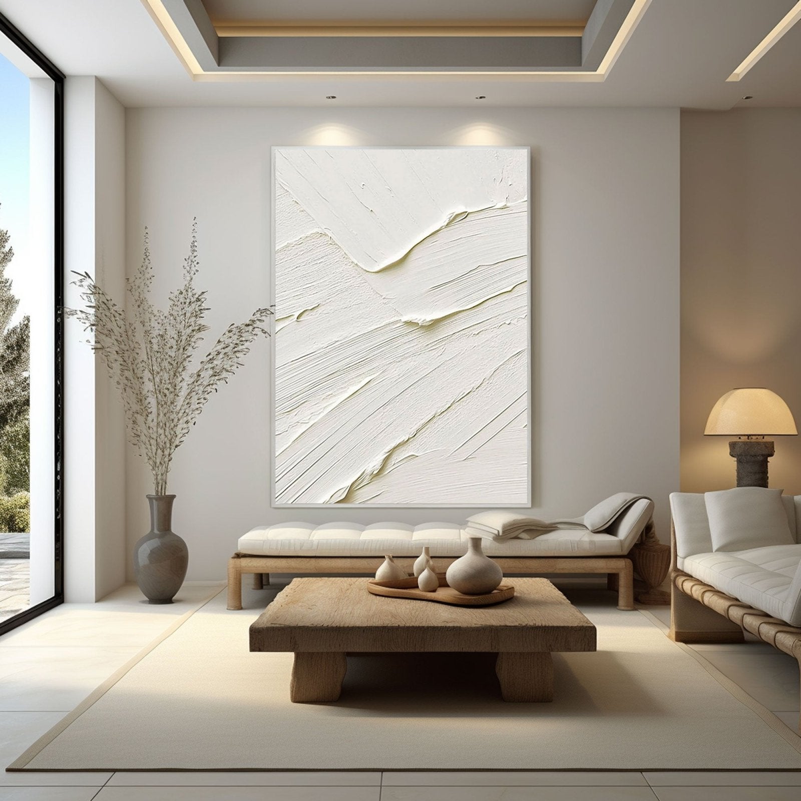 Minimalist White Texture Wall Art – Modern Abstract Canvas #TC 179