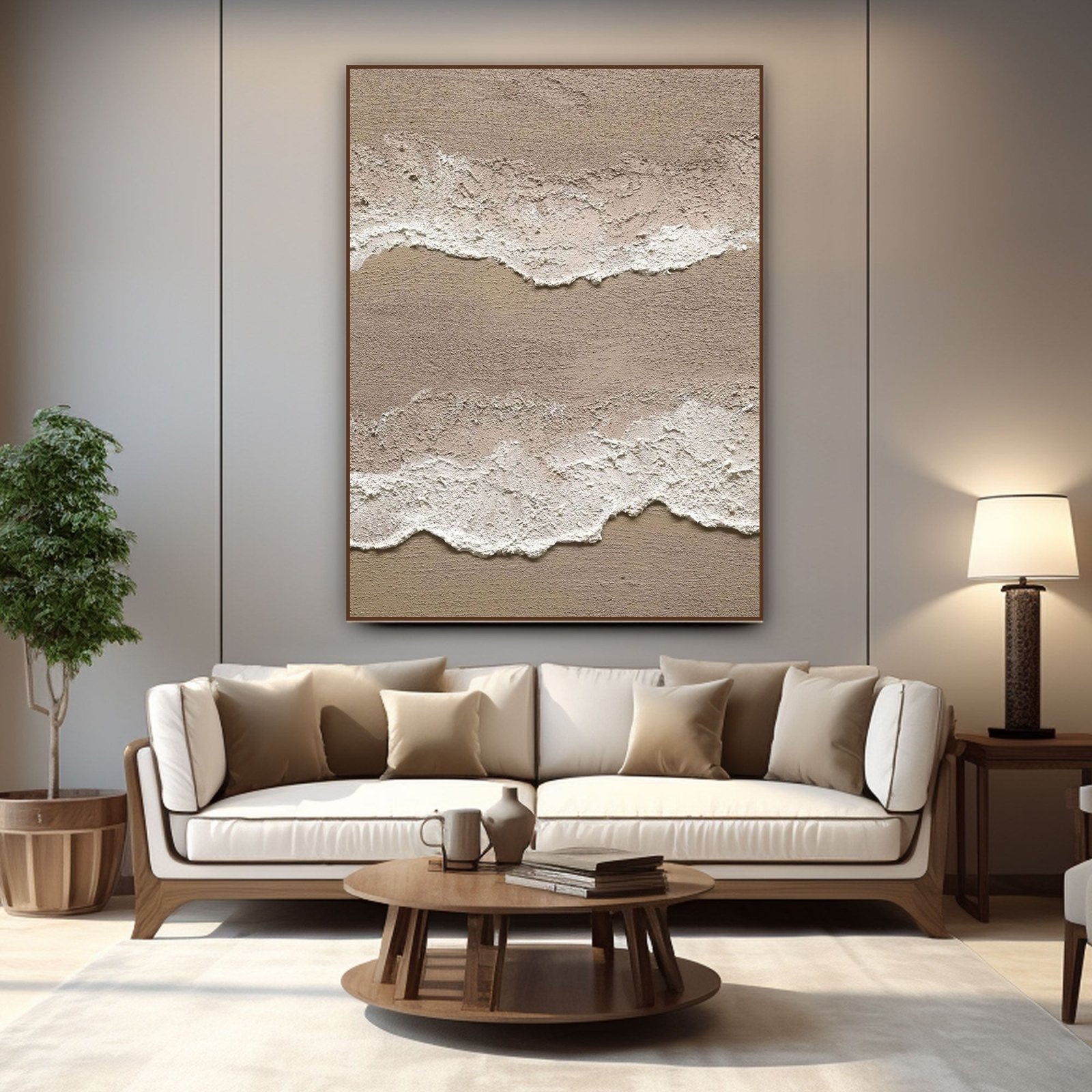 3D Textured Plaster Art | Minimalist Neutral Wall Decor