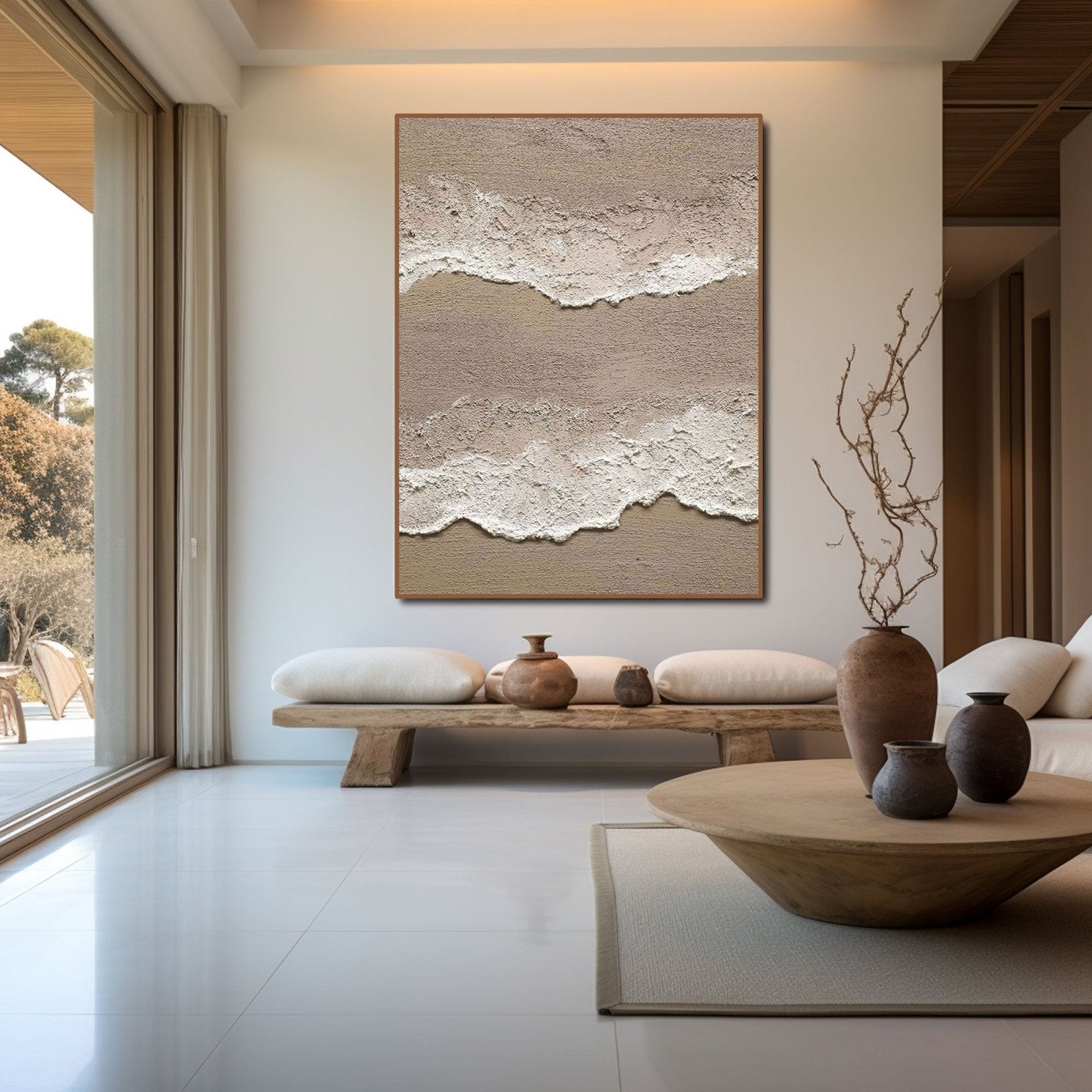 Minimalist Coastal Wall Art | Abstract Ocean Wave Painting #TC 227