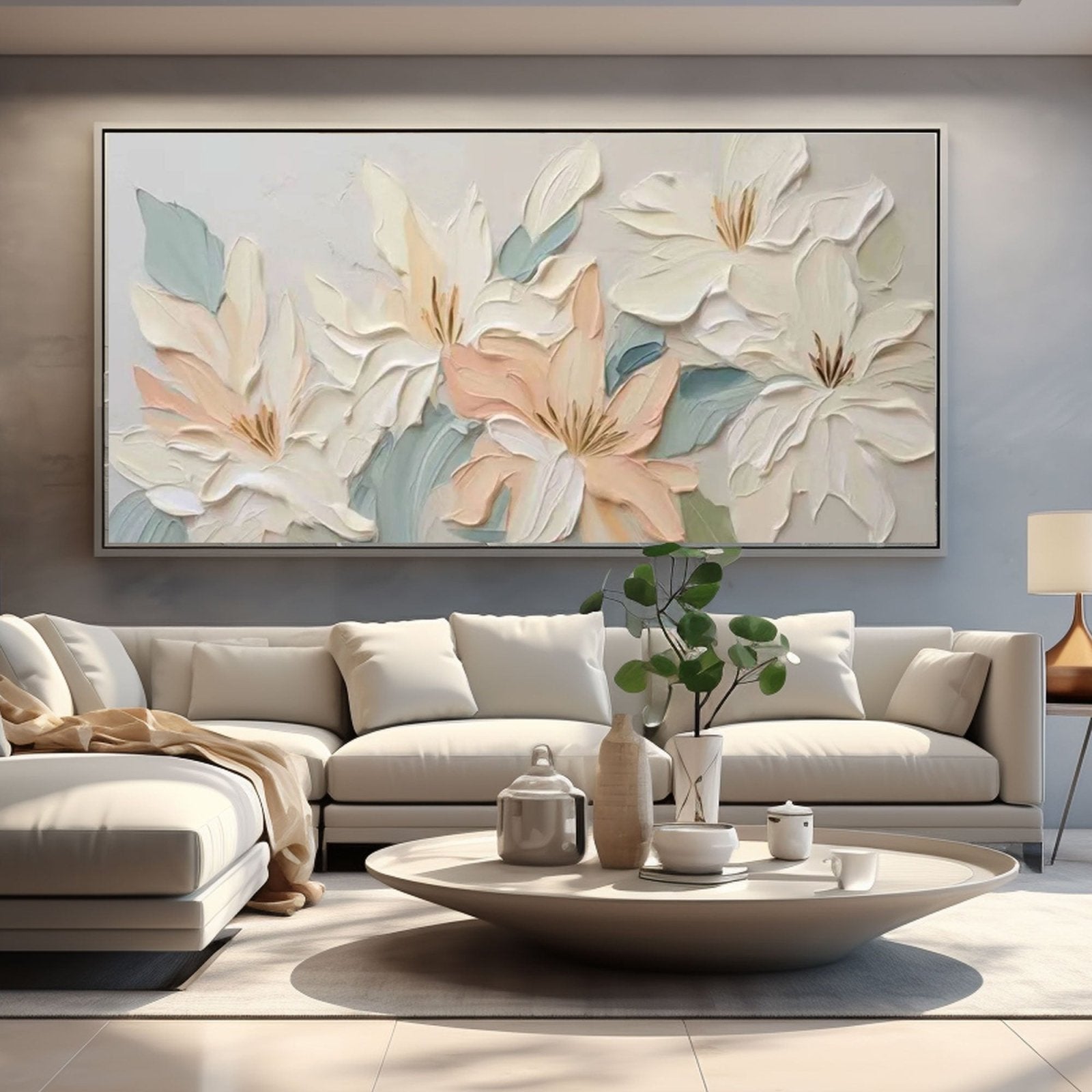 3D Plaster Flower Art | Textured Floral Wall Sculpture #TC 226