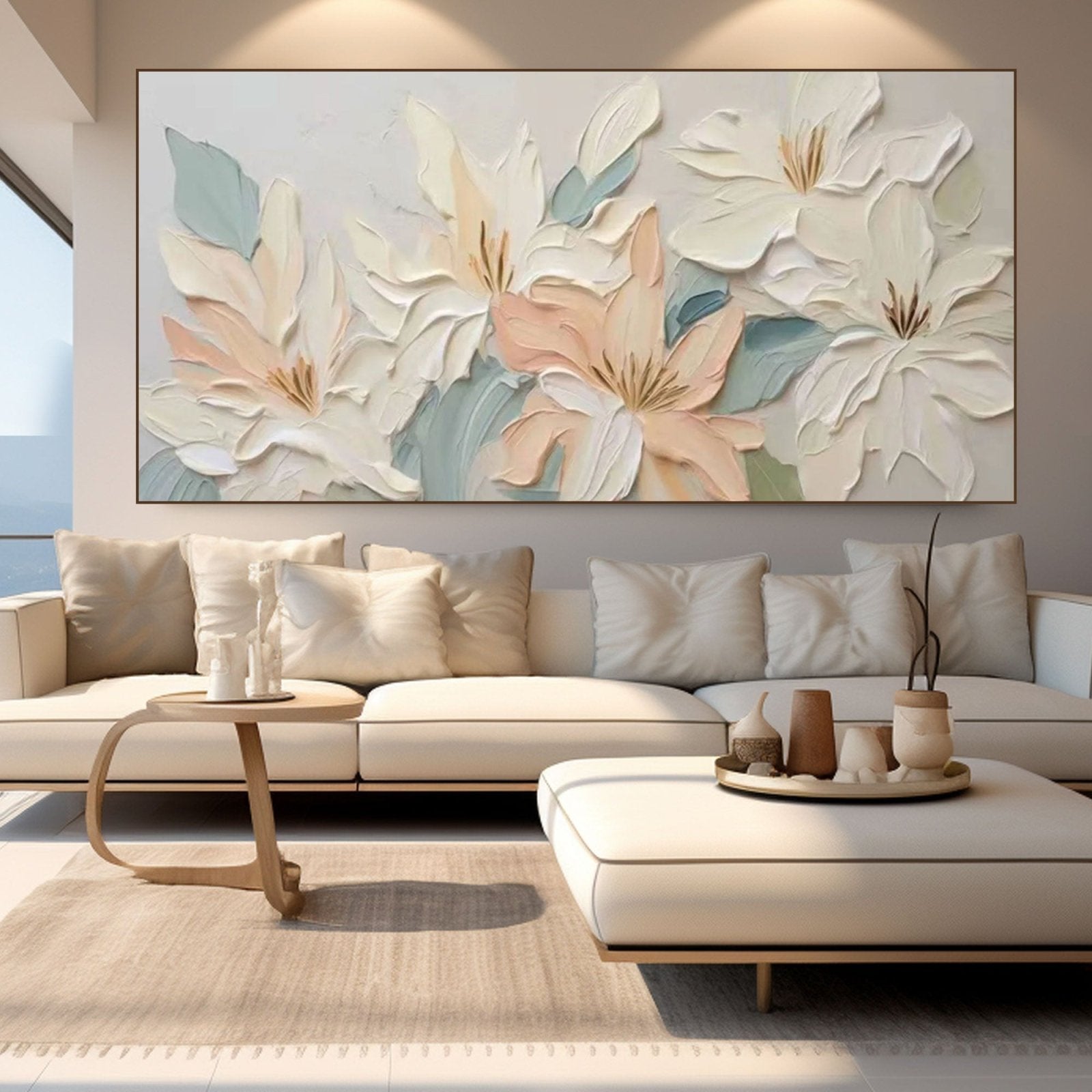 3D Plaster Flower Art | Textured Floral Wall Sculpture #TC 226
