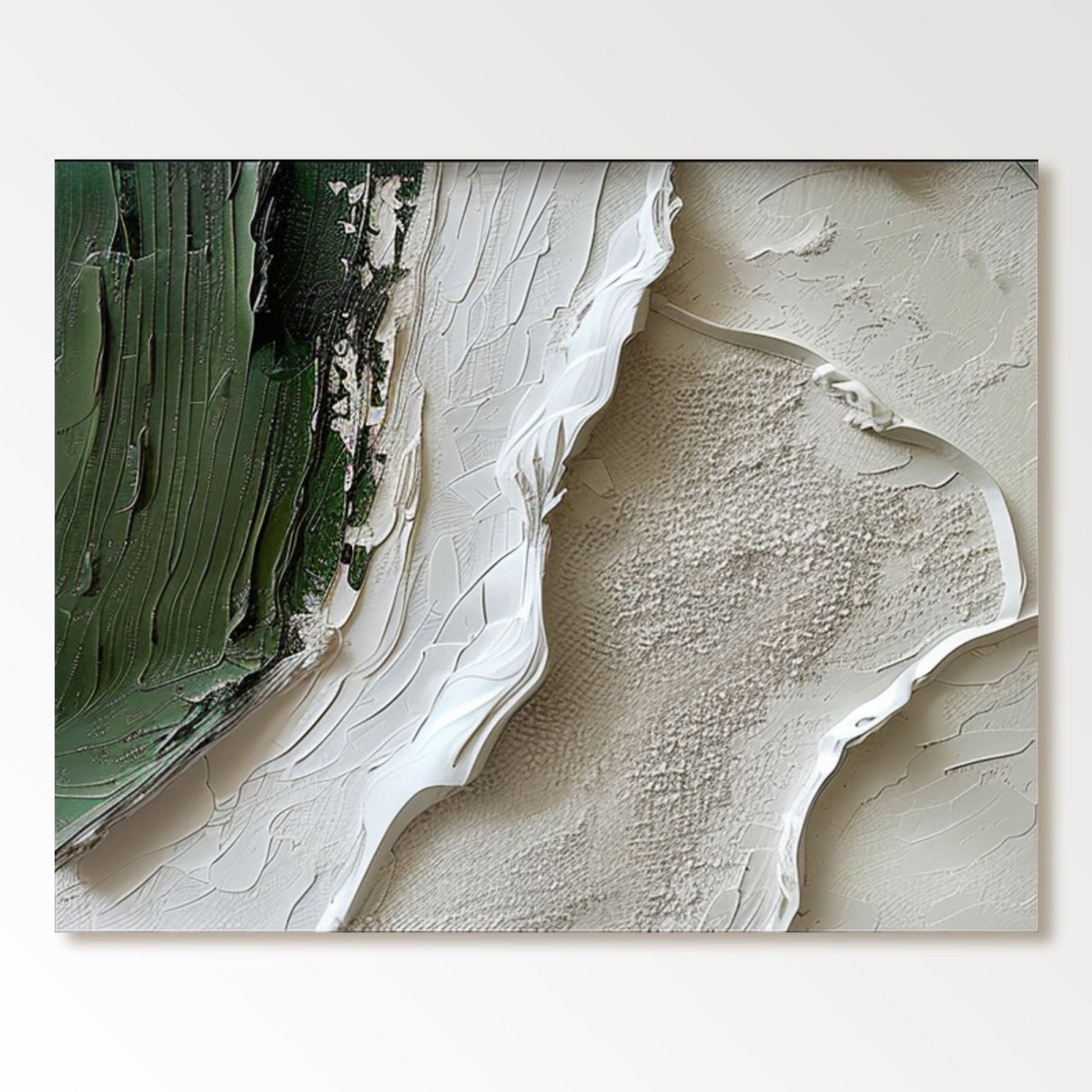 Textured Abstract Landscape Oil Painting | Original Green and White Artwork #TC 181