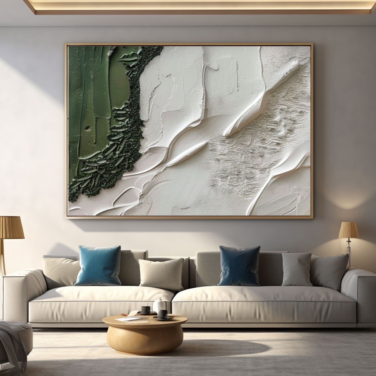 Abstract Oil Painting | Green Accents Textured Canvas Art