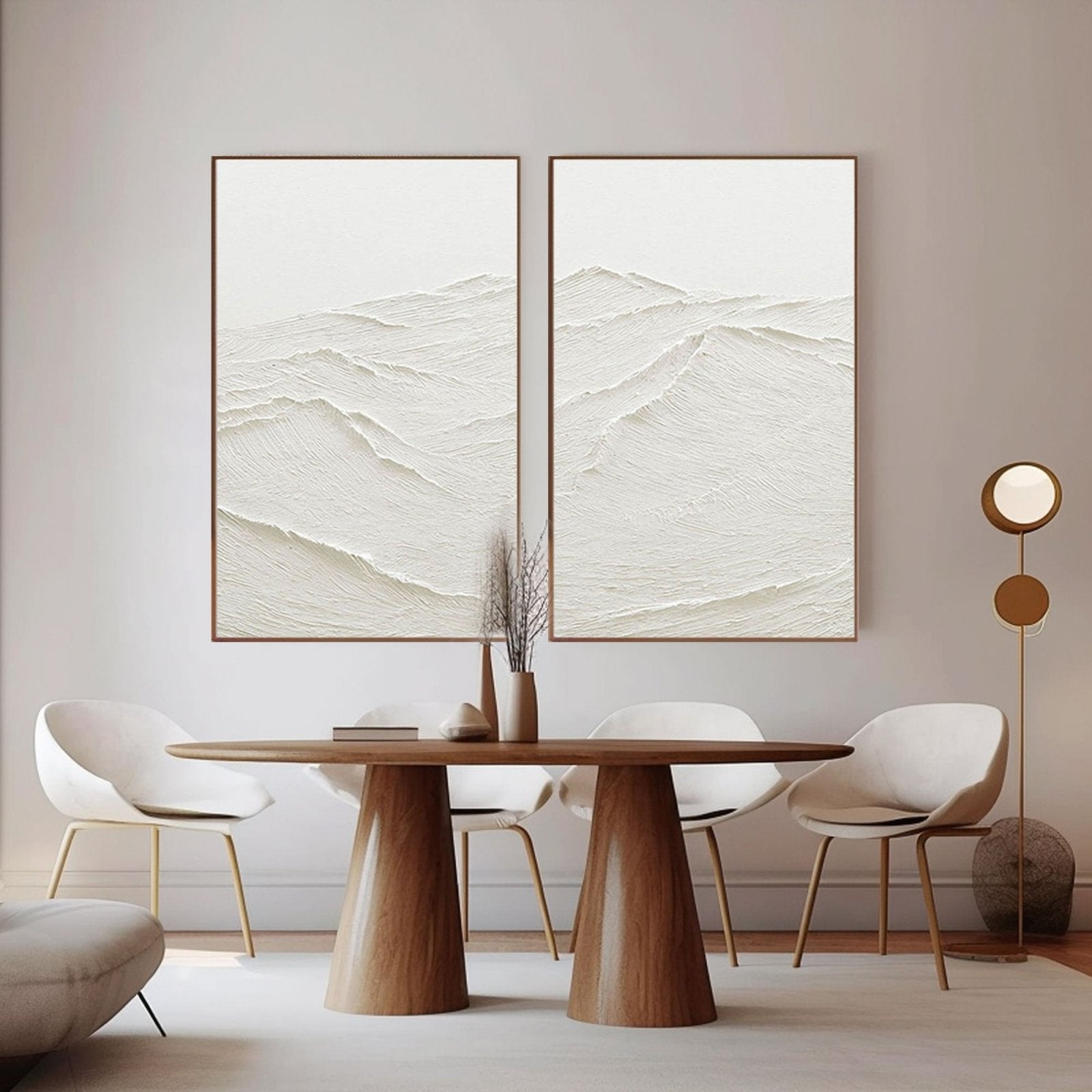 White Impasto Landscape Art | 2-Panel Textured Painting #TC 183