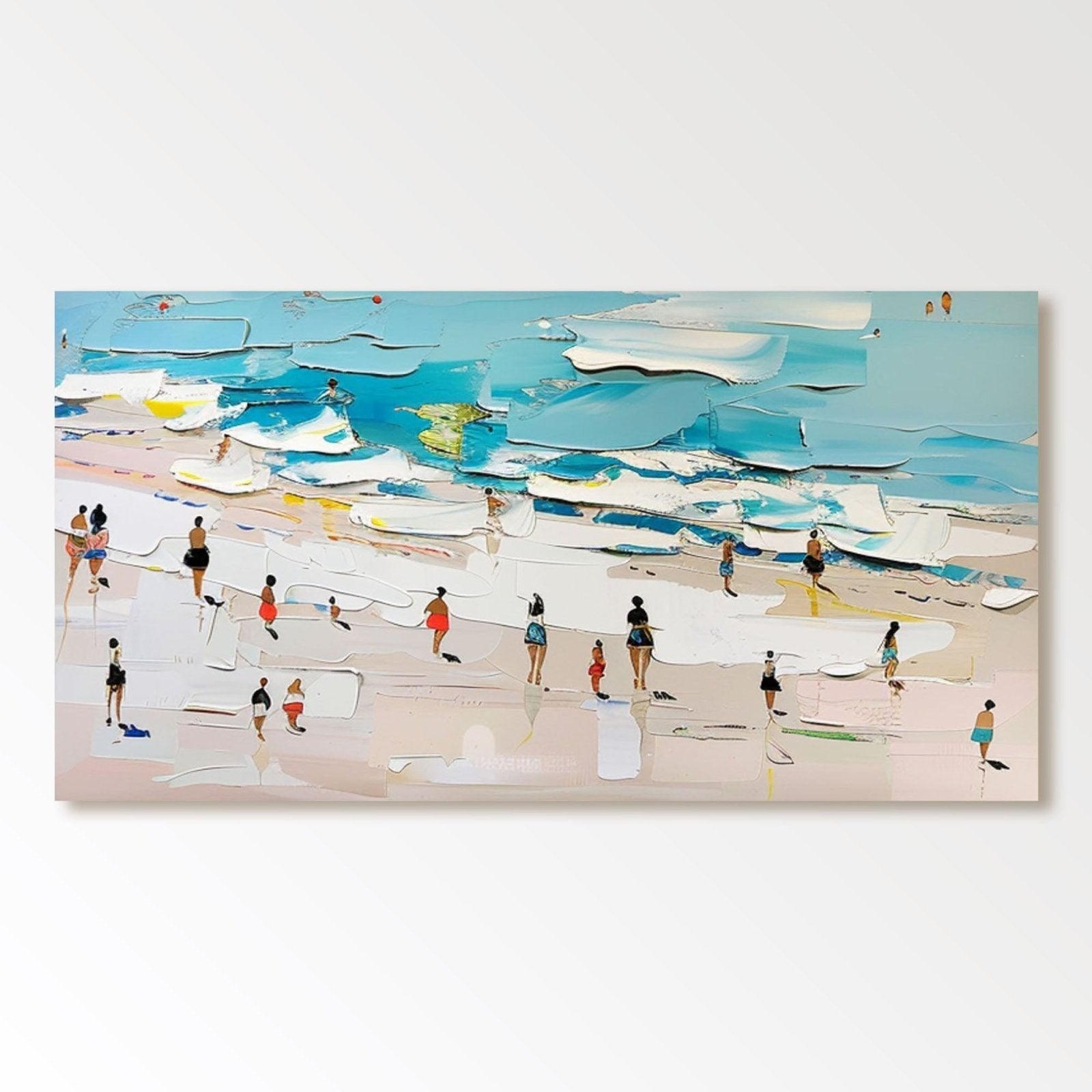 Beach Scene Oil Painting Handmade Coastal Art #TC 186