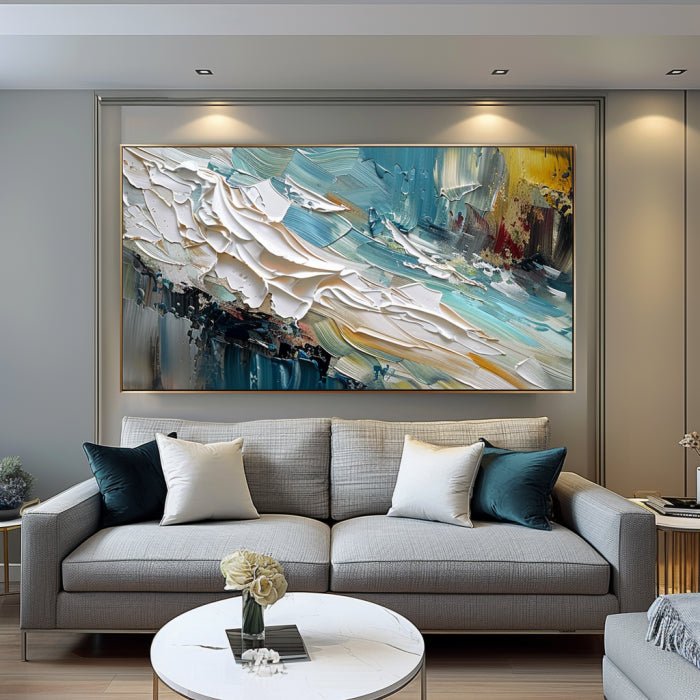 Abstract Ocean Waves Wall Art Textured Seascape Impasto Artwork #TC 188