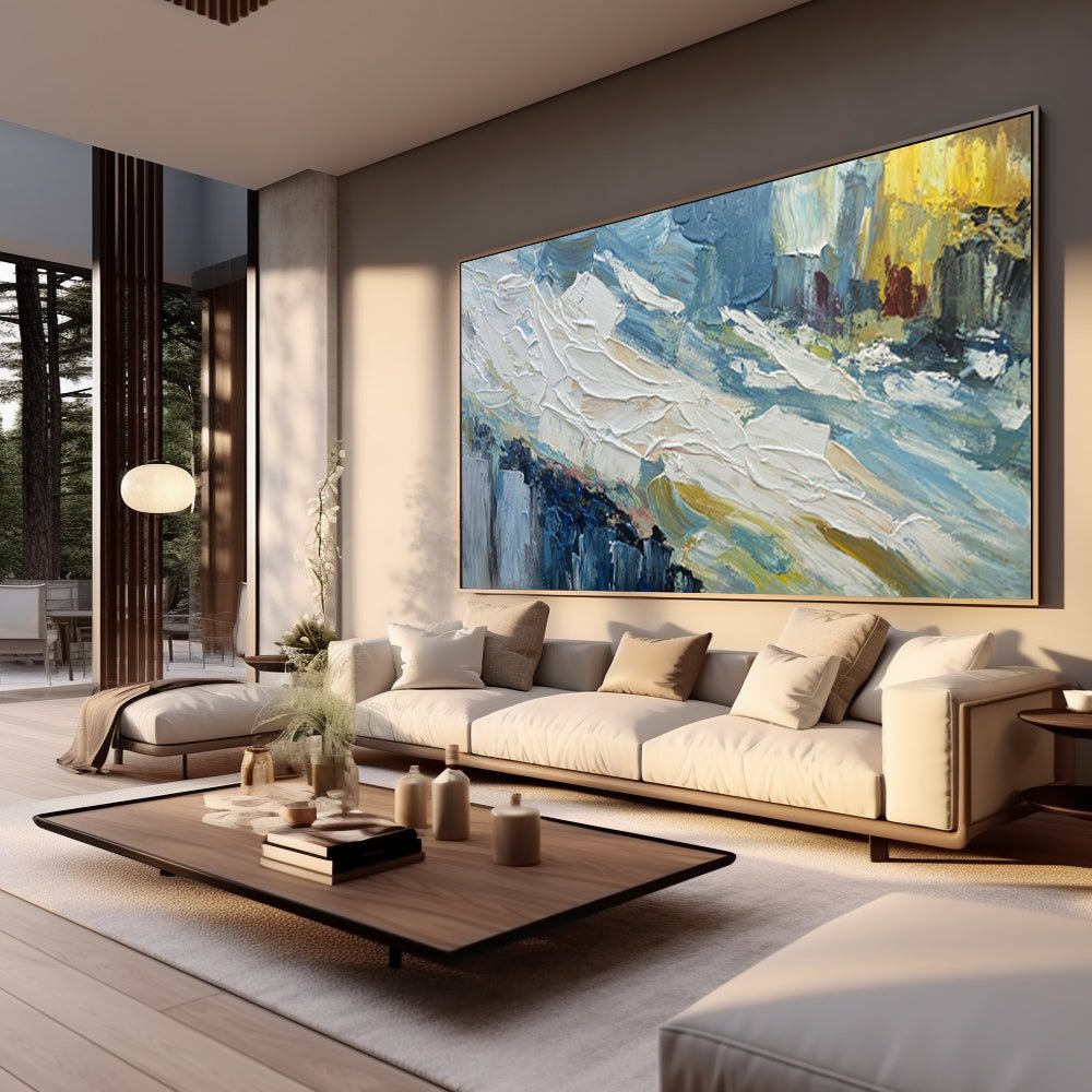 Abstract Ocean Waves Wall Art Textured Seascape Impasto Artwork #TC 188