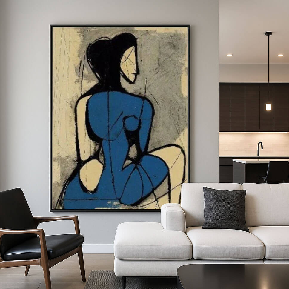 Modern Primitivism Art | Abstract Woman in Blue Painting #AA 150