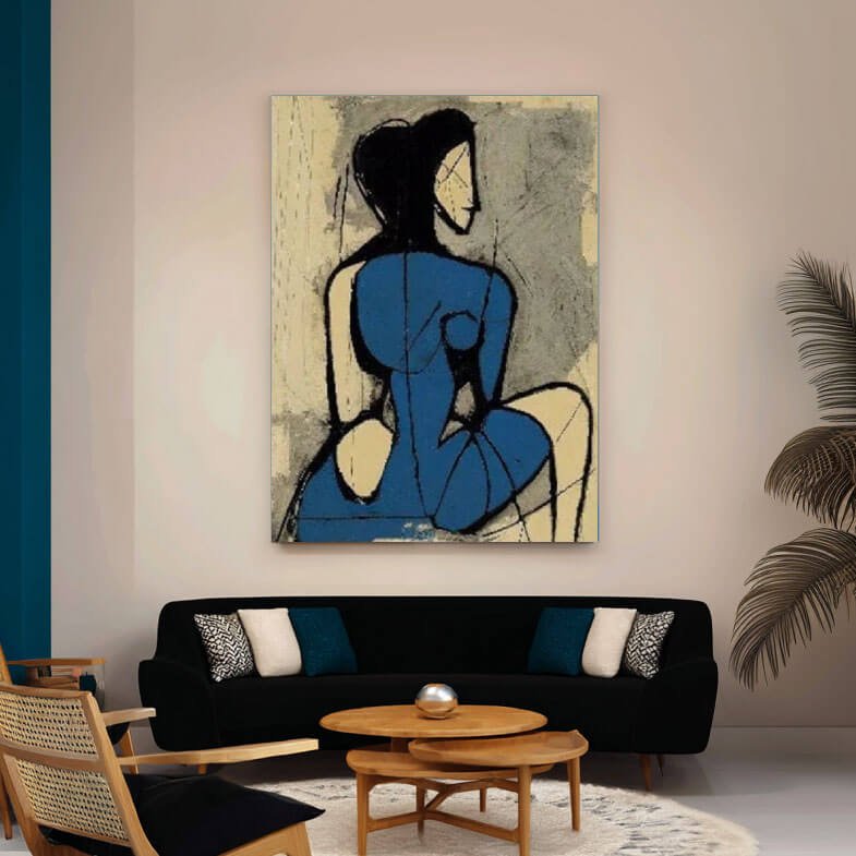 Modern Primitivism Art | Abstract Woman in Blue Painting #AA 150