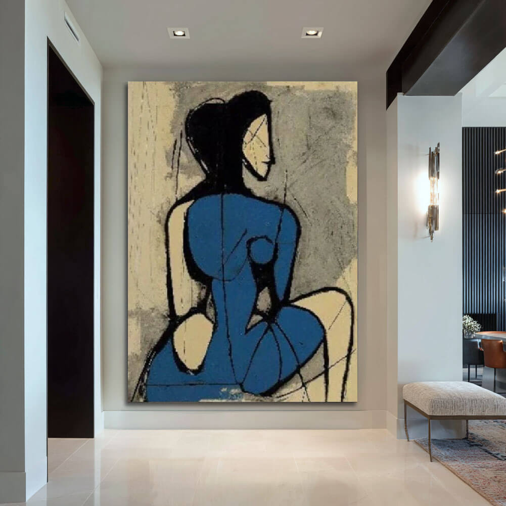 Modern Primitivism Art | Abstract Woman in Blue Painting #AA 150