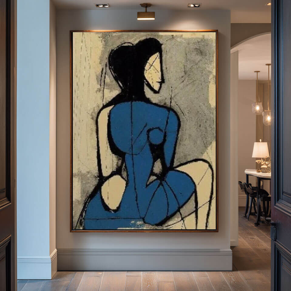 Modern Primitivism Art | Abstract Woman in Blue Painting #AA 150