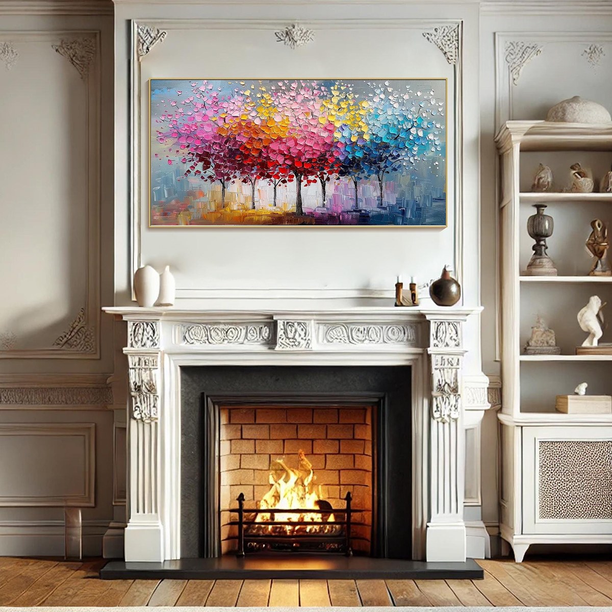 Colorful Abstract Tree Canvas Art | Rainbow Forest Landscape #AA 376