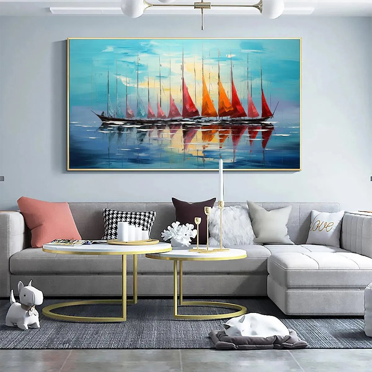 Sailboat Reflection Painting | Colorful Sunset Seascape #AA 136