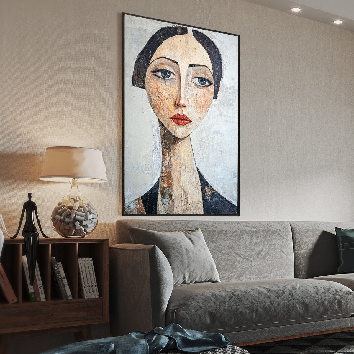 Modigliani Style Portrait | Elongated Woman Wall Art #AA 117