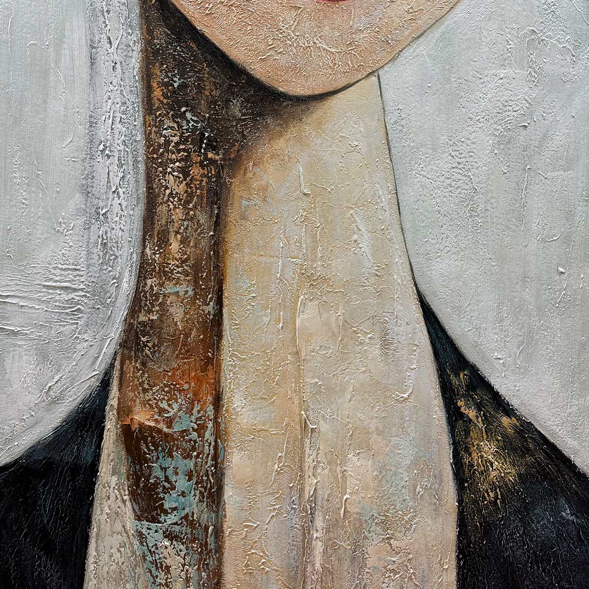 Modigliani Style Portrait | Elongated Woman Wall Art #AA 117