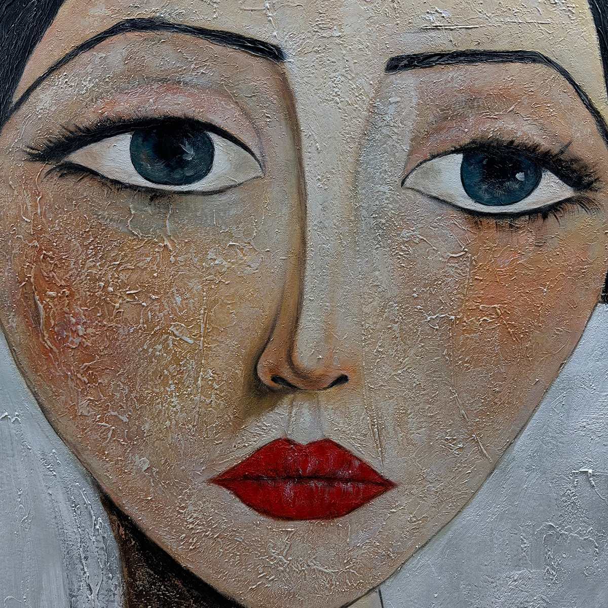 Modigliani Style Portrait | Elongated Woman Wall Art #AA 117