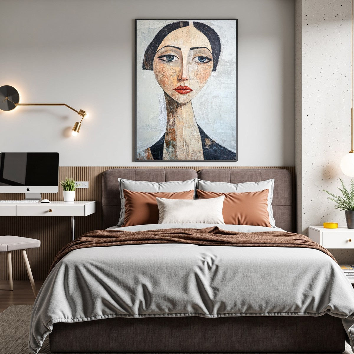 Modigliani Style Portrait | Elongated Woman Wall Art #AA 117