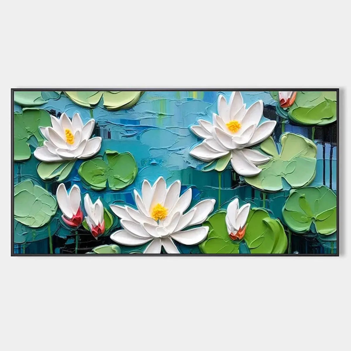 lily pad vs lotus flower Textured 3D Water Lily Painting