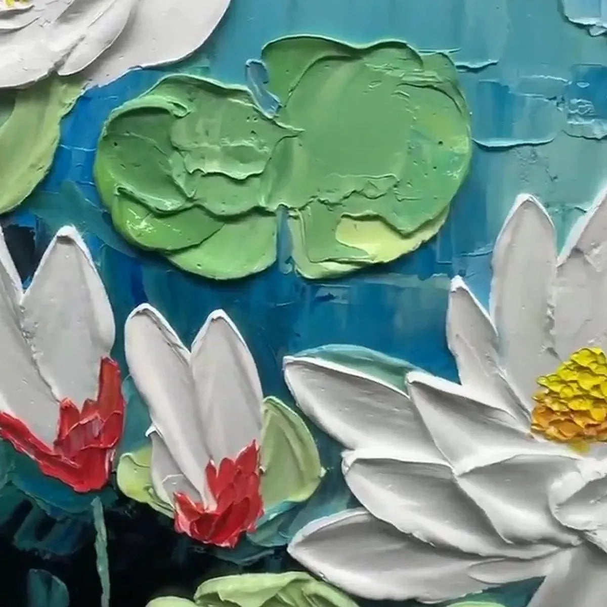 Textured 3D Water Lily Painting | Impasto Lotus Flower Art #AA 139