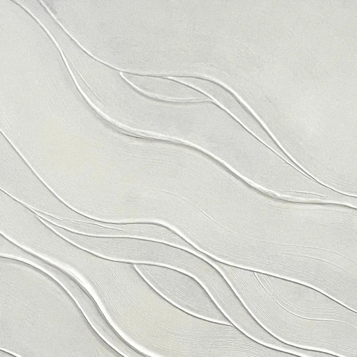 3D Relief Plaster Effect Canvas | Abstract White Wave Art #AA 463