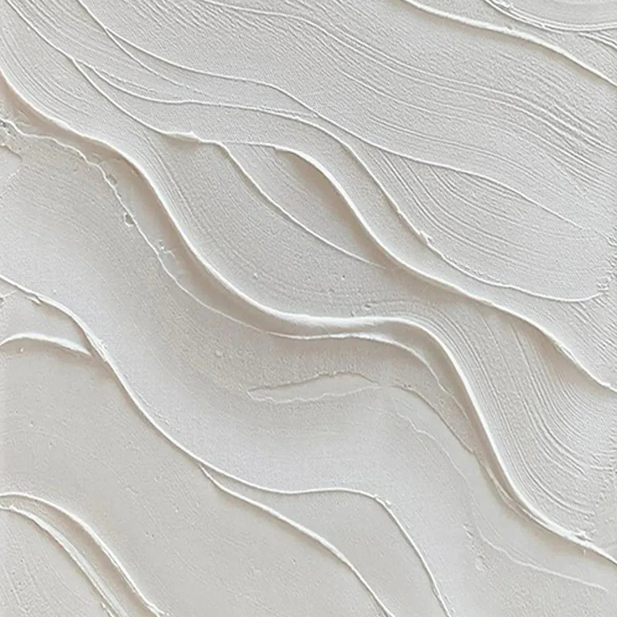 3D Relief Plaster Effect Canvas | Abstract White Wave Art #AA 463