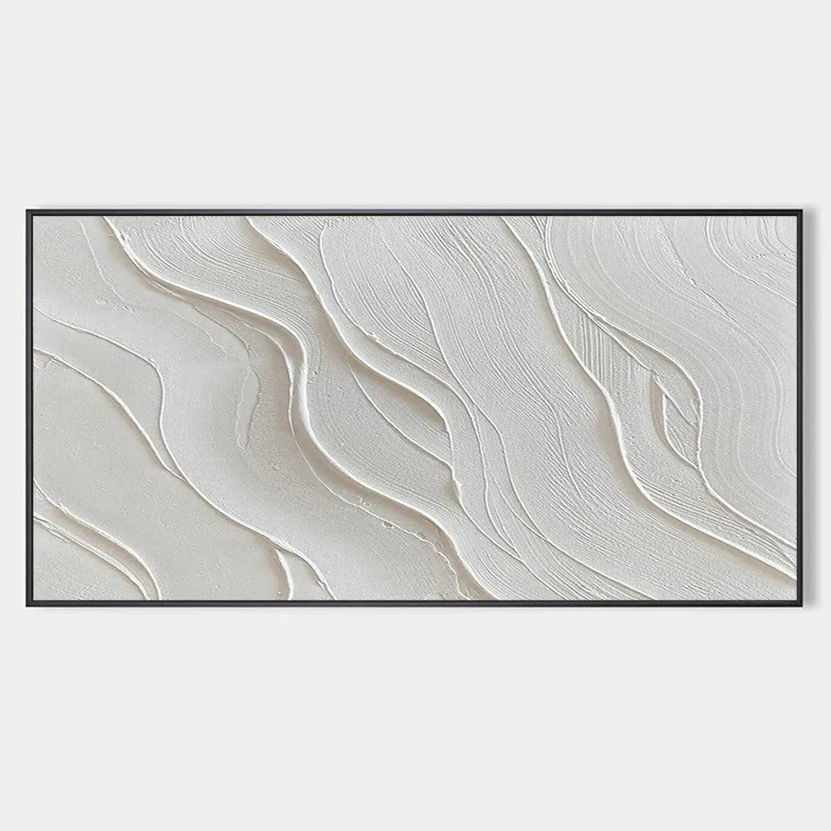 3D Relief Plaster Effect Canvas | Abstract White Wave Art #AA 463
