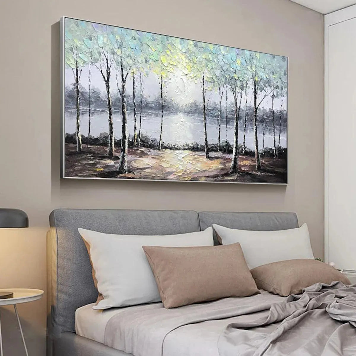 Mint Green and Silver Grey Wall Decor | Modern Nature Art Print #AA 400