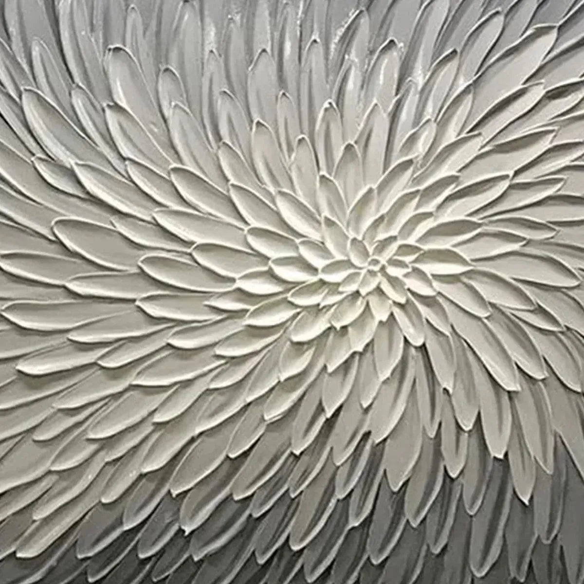 Textured 3D Abstract Flower | Grey & White Wall Art #AA 142