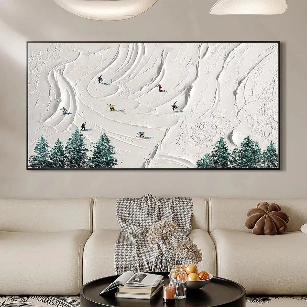 Serene Winter Ski Scene | Snowy Mountain & Forest Art #AA 235