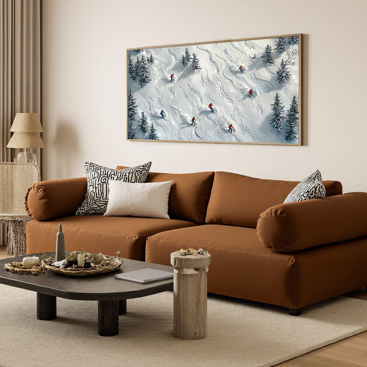 Textured 3D Ski Painting | Realistic Winter Sports Art #AA 232