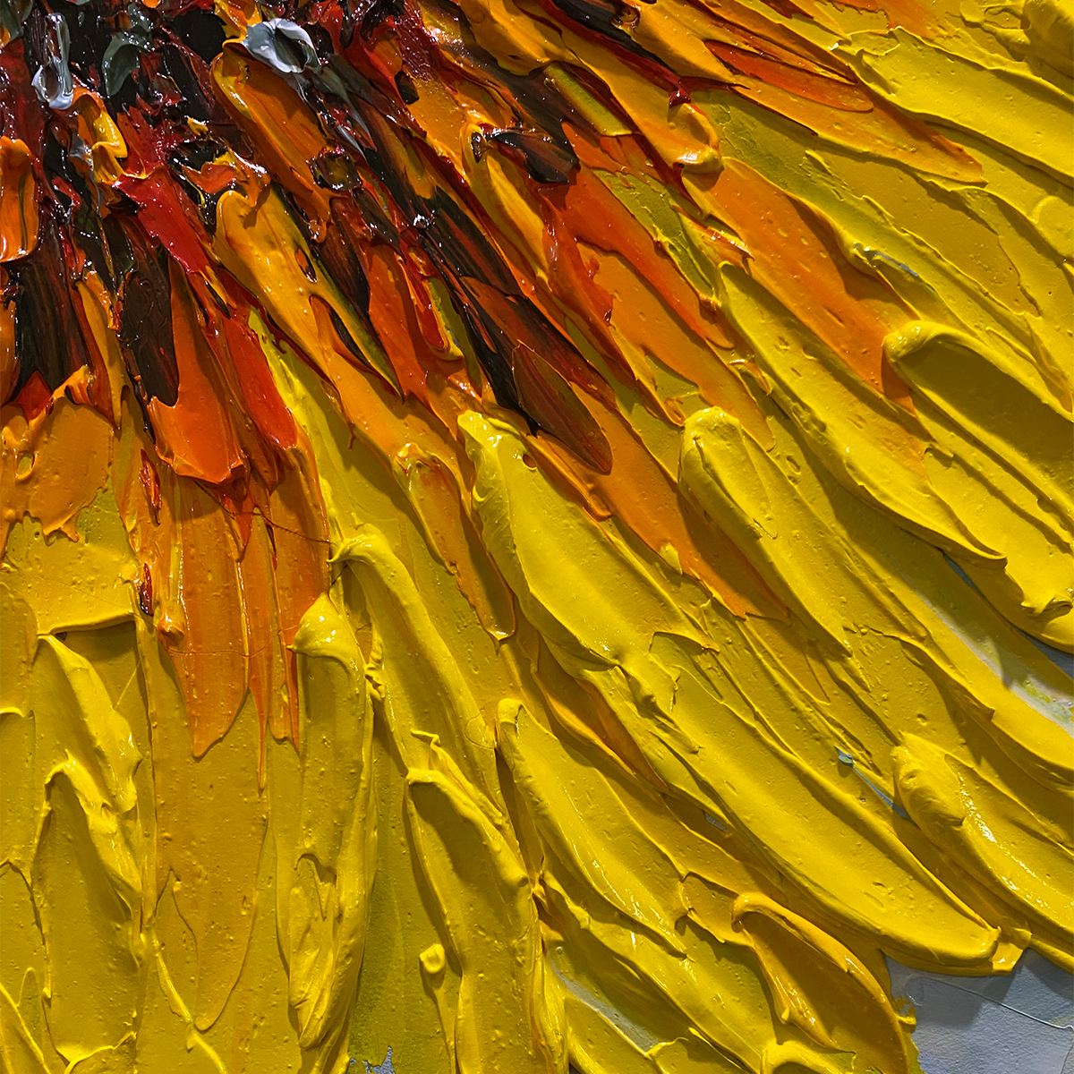 Textured 3D Sunflower Painting | Yellow Impasto Floral Art #AA 144